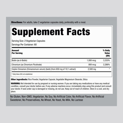 Piping Rock Ceylon Cinnamon 2500 mg Capsules 120 Count