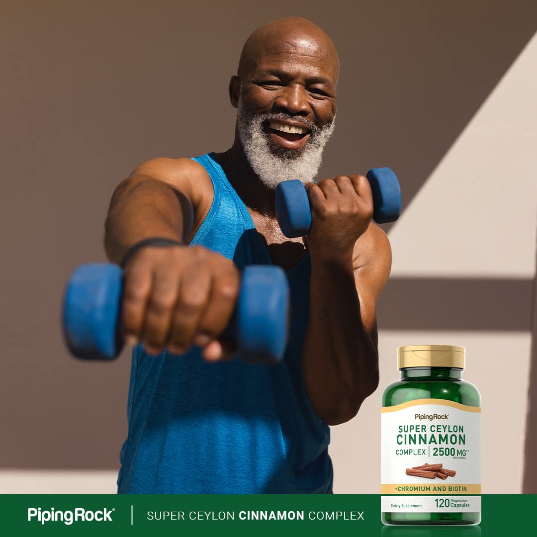 Piping Rock Ceylon Cinnamon Capsules 2500 mg – 120 Pills | Chromium & Biotin | Vegetarian, Non-GMO, Gluten Free (Pack of 2)