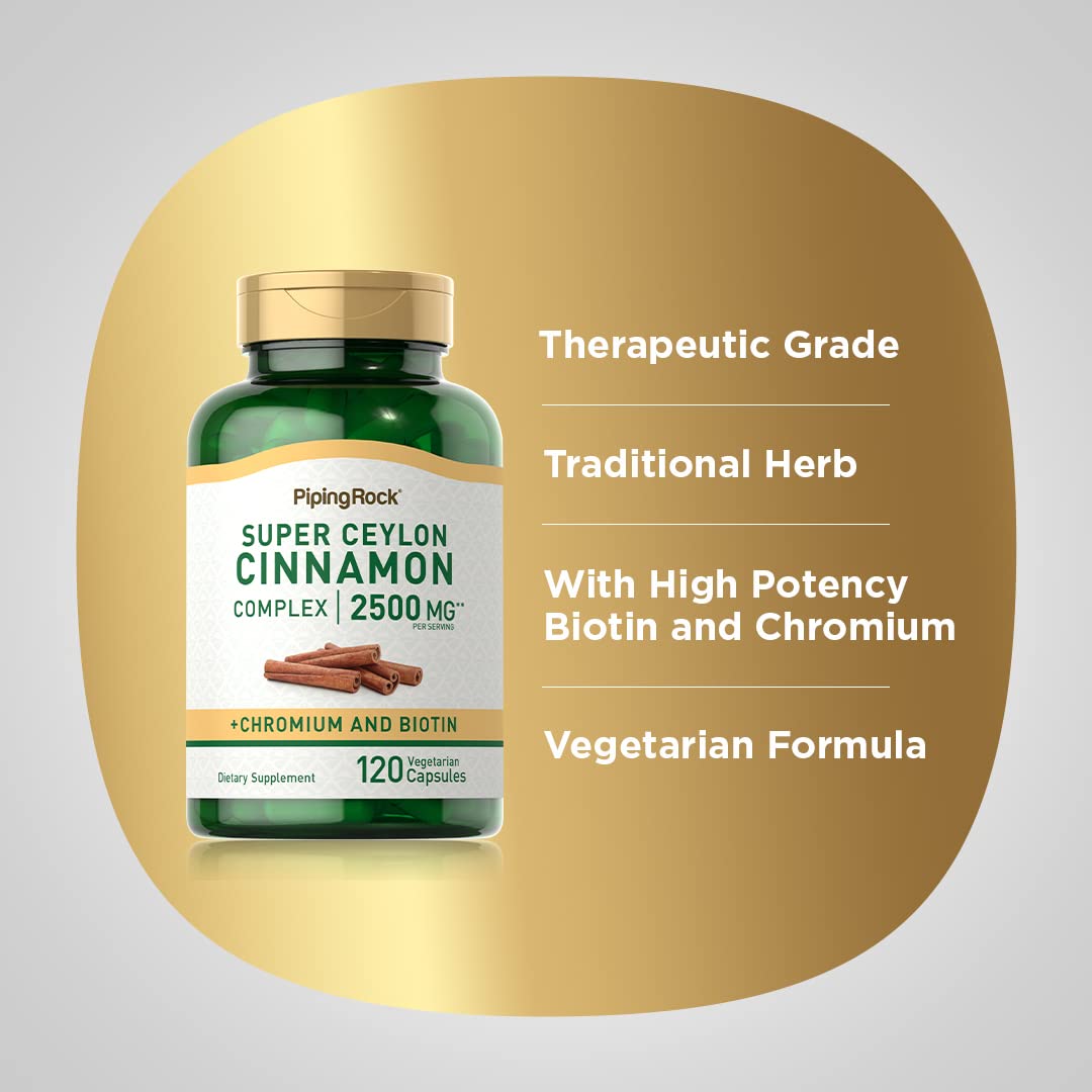 Piping Rock Ceylon Cinnamon 2500 mg Capsules 120 Count