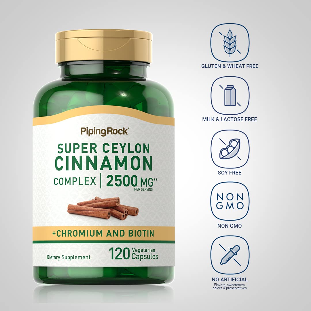 Piping Rock Ceylon Cinnamon 2500 mg Capsules 120 Count