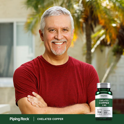Piping Rock Chelated Copper 2 mg - 300 Tablets - Vegetarian, Non-GMO, Gluten Free (Pack of 2)
