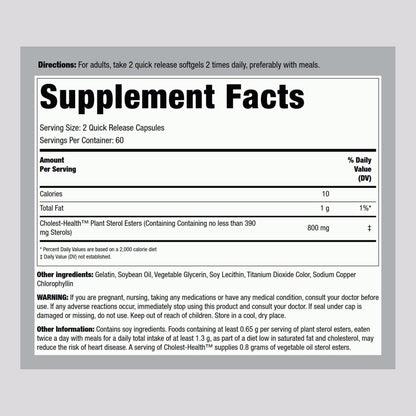 Piping Rock Cholesterol Health Supplement - 120 Softgels | Plant Sterols Formula
