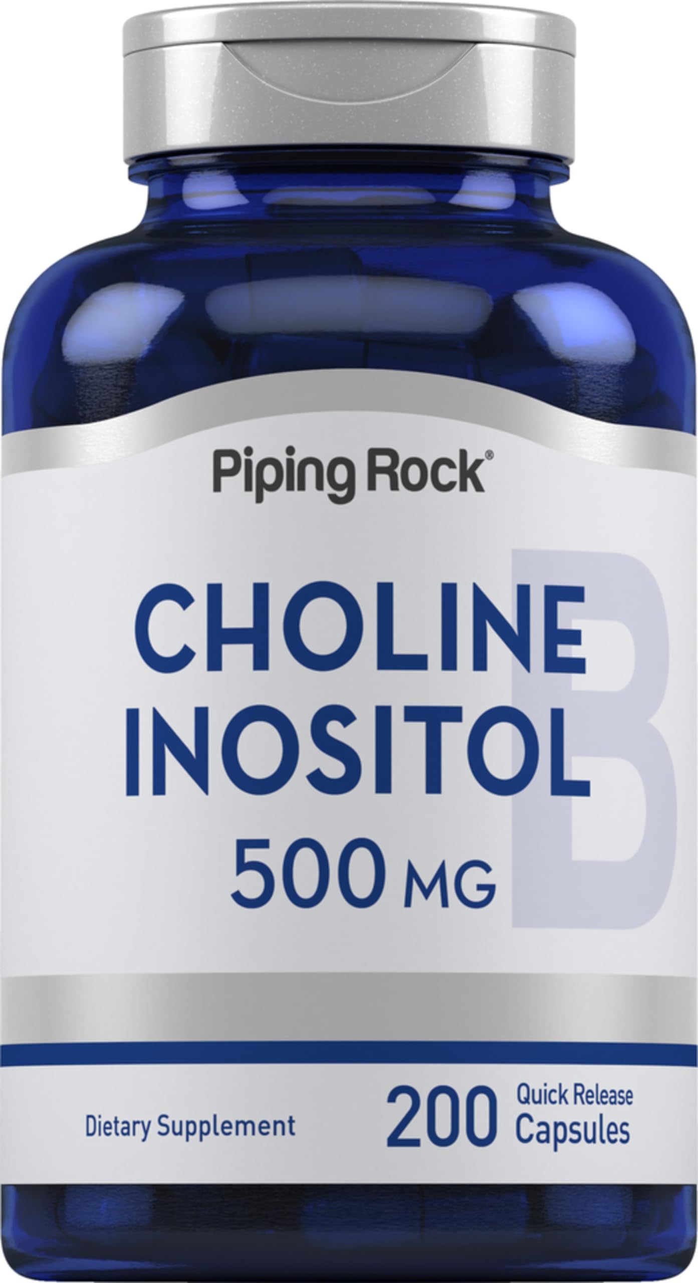 Piping Rock Choline Bitartrate & Myo-Inositol – 500mg, 200 Capsules | Non-GMO, Gluten Free