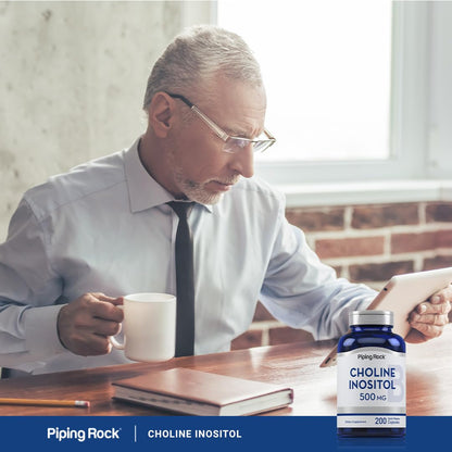 Piping Rock Choline Bitartrate & Myo-Inositol – 500mg, 200 Capsules | Non-GMO, Gluten Free