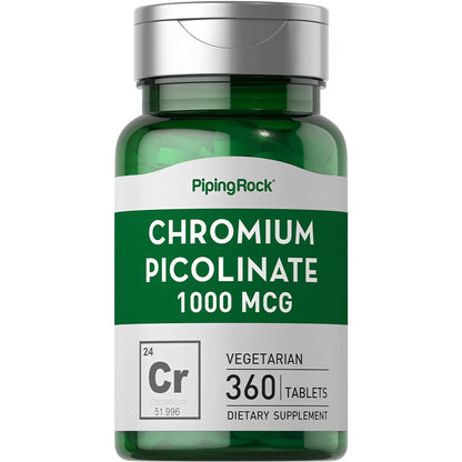 Piping Rock Chromium Picolinate 1000mcg – 360 Tablets | Vegetarian, Non-GMO, Gluten Free