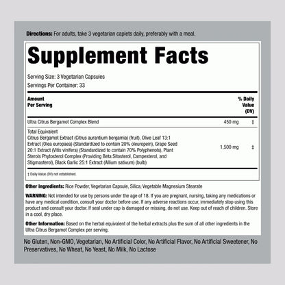 Piping Rock Citrus Bergamot Extract 1500mg | 100 Capsules | Vegetarian, Non-GMO, Gluten Free