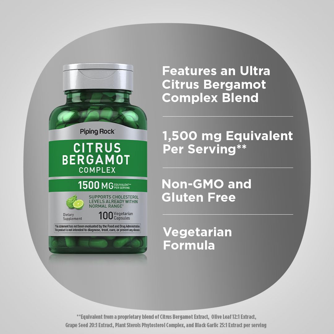 Piping Rock Citrus Bergamot Extract 1500mg | 100 Capsules | Vegetarian, Non-GMO, Gluten Free