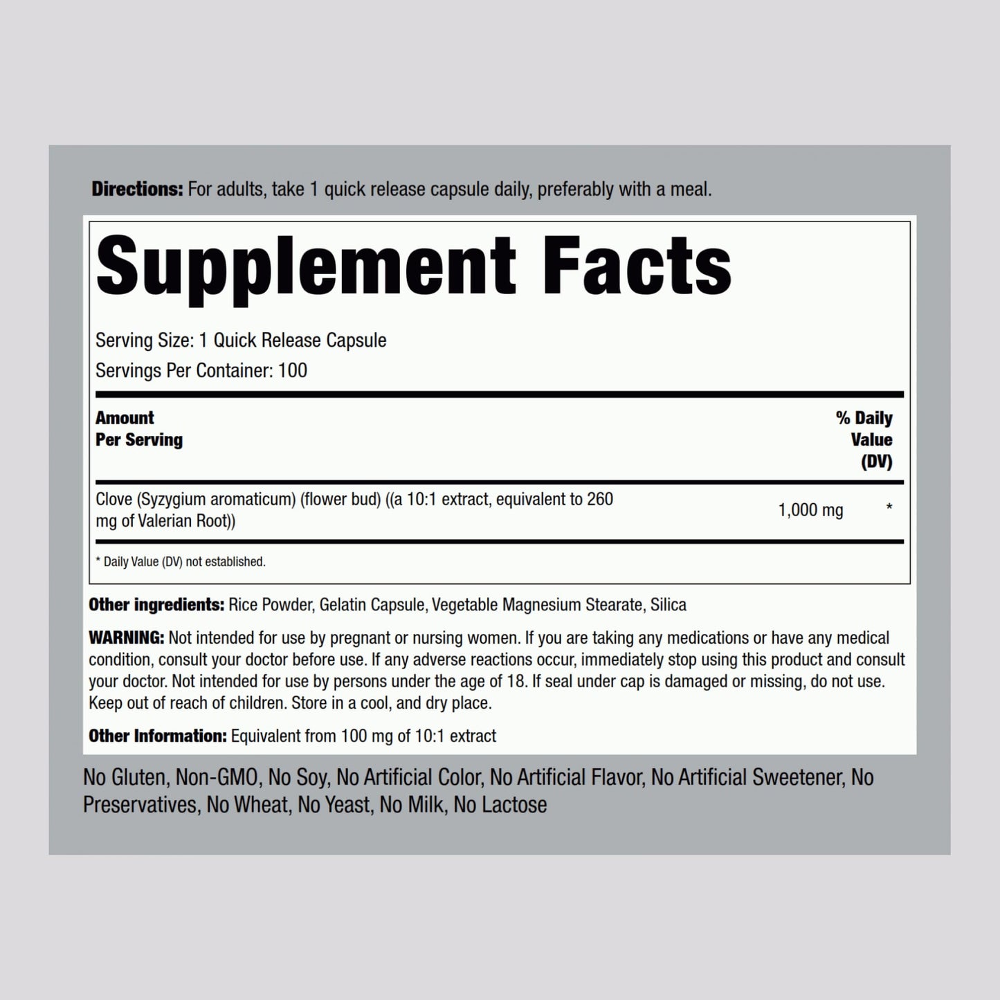 Piping Rock Cloves Capsules 1000mg - Pack of 2 | 100 Pills