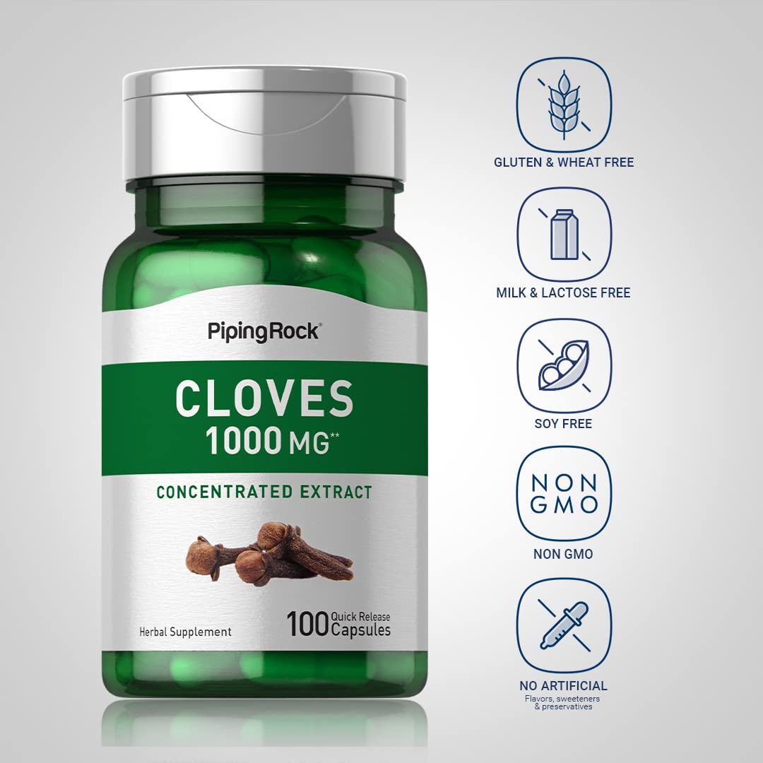 Piping Rock Cloves Capsules 1000mg - Pack of 2 | 100 Pills