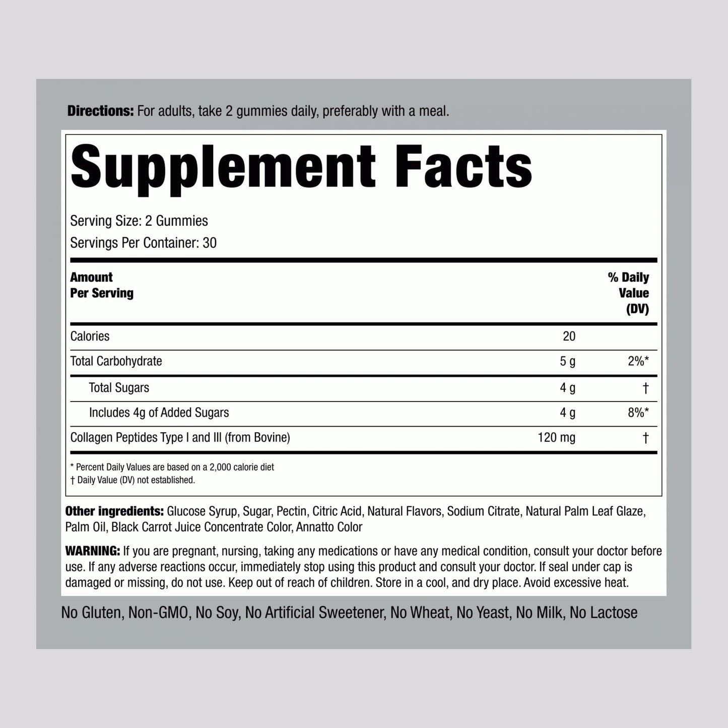 Piping Rock Collagen Gummies – 60 Count, Type I & III, Strawberry, Non-GMO, Gluten Free (Pack of 2)