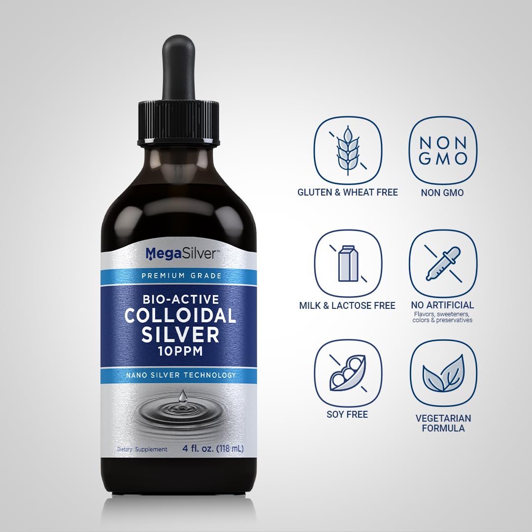 Piping Rock Colloidal Silver Drops 10 ppm, 4 oz | Pack of 2 | Bio Active Premium Grade