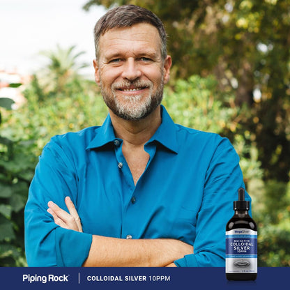 Piping Rock Colloidal Silver Drops 10 ppm, 4 oz | Pack of 2 | Bio Active Premium Grade
