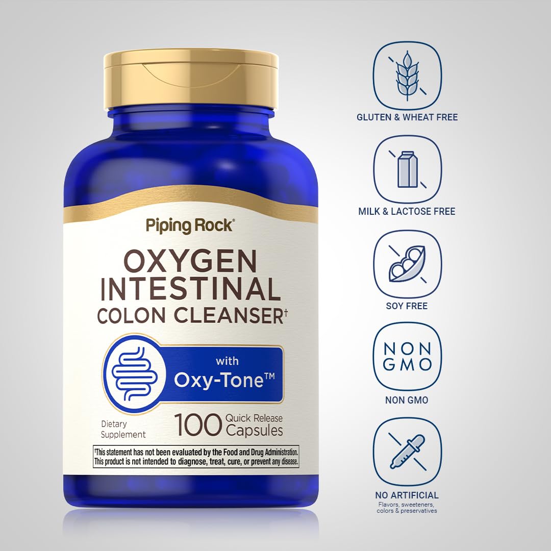 Piping Rock Colon Cleanse | 100 Capsules | Oxy-Tone Oxygen Intestinal Cleanser | Non-GMO, Gluten Free | Pack of 2