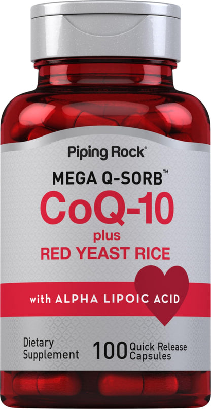 Piping Rock CoQ10 120mg – 100 Capsules | Red Yeast Rice & Alpha Lipoic Acid | Non-GMO, Gluten Free