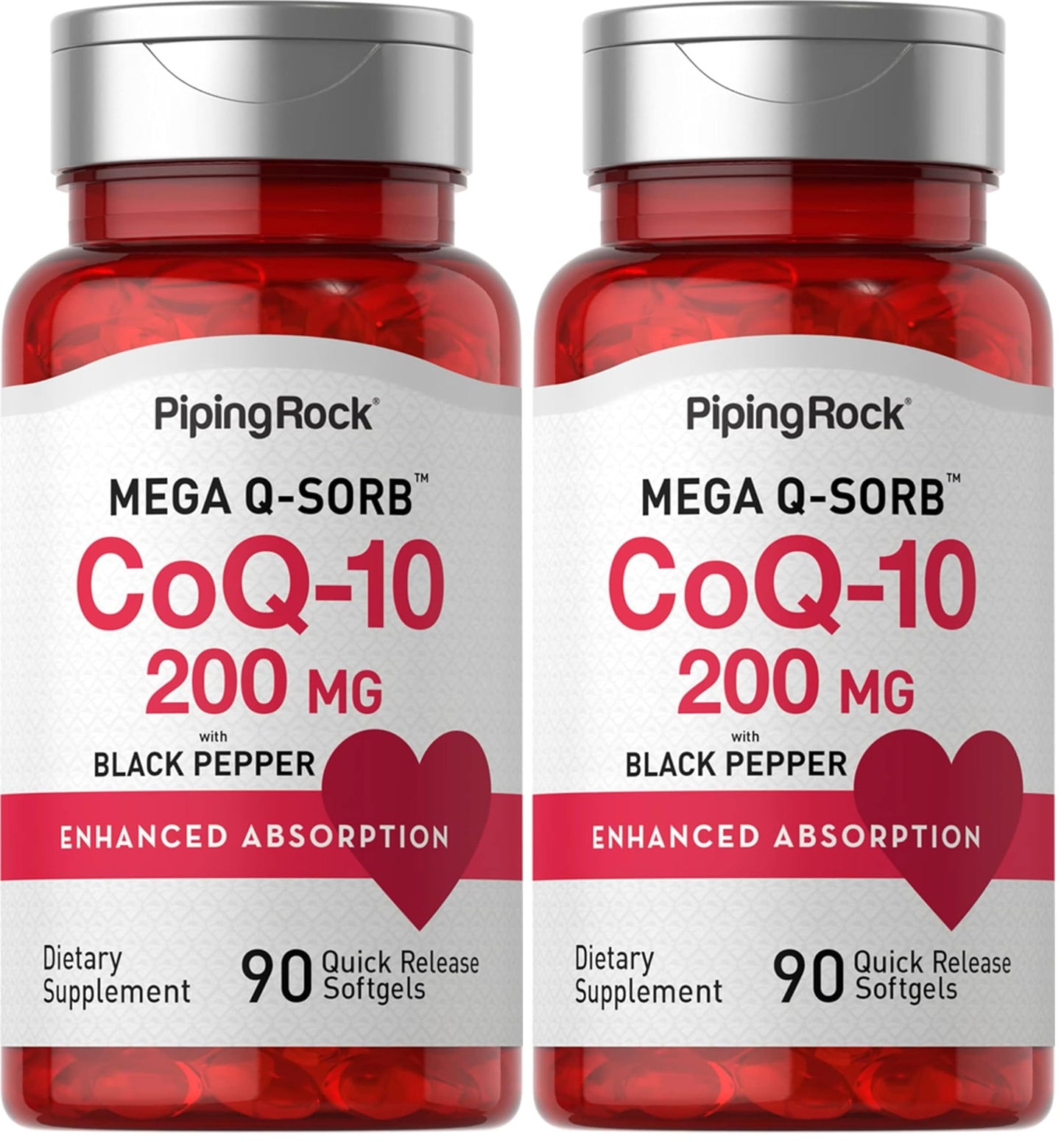 Piping Rock CoQ10 200mg Softgels – 90 Count (Pack of 2) | Non-GMO, Gluten Free