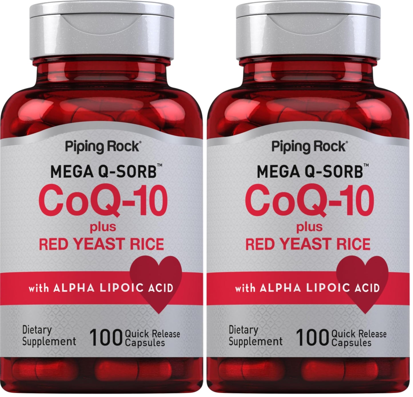 CoQ10 with Red Yeast Rice & Alpha Lipoic Acid – 100 Capsules (Pack of 2) | Non-GMO, Gluten Free