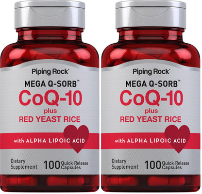 CoQ10 with Red Yeast Rice & Alpha Lipoic Acid – 100 Capsules (Pack of 2) | Non-GMO, Gluten Free