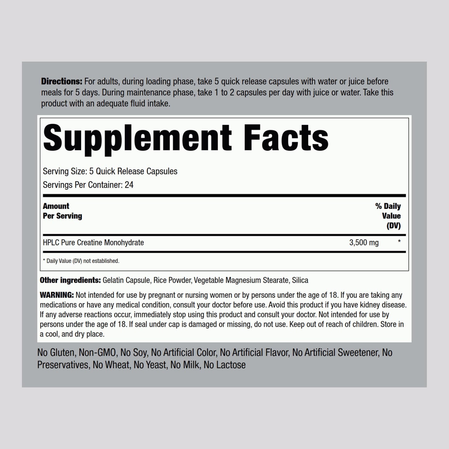 Piping Rock Creatine Monohydrate Capsules 3500 mg – 120 Count (Pack of 2)