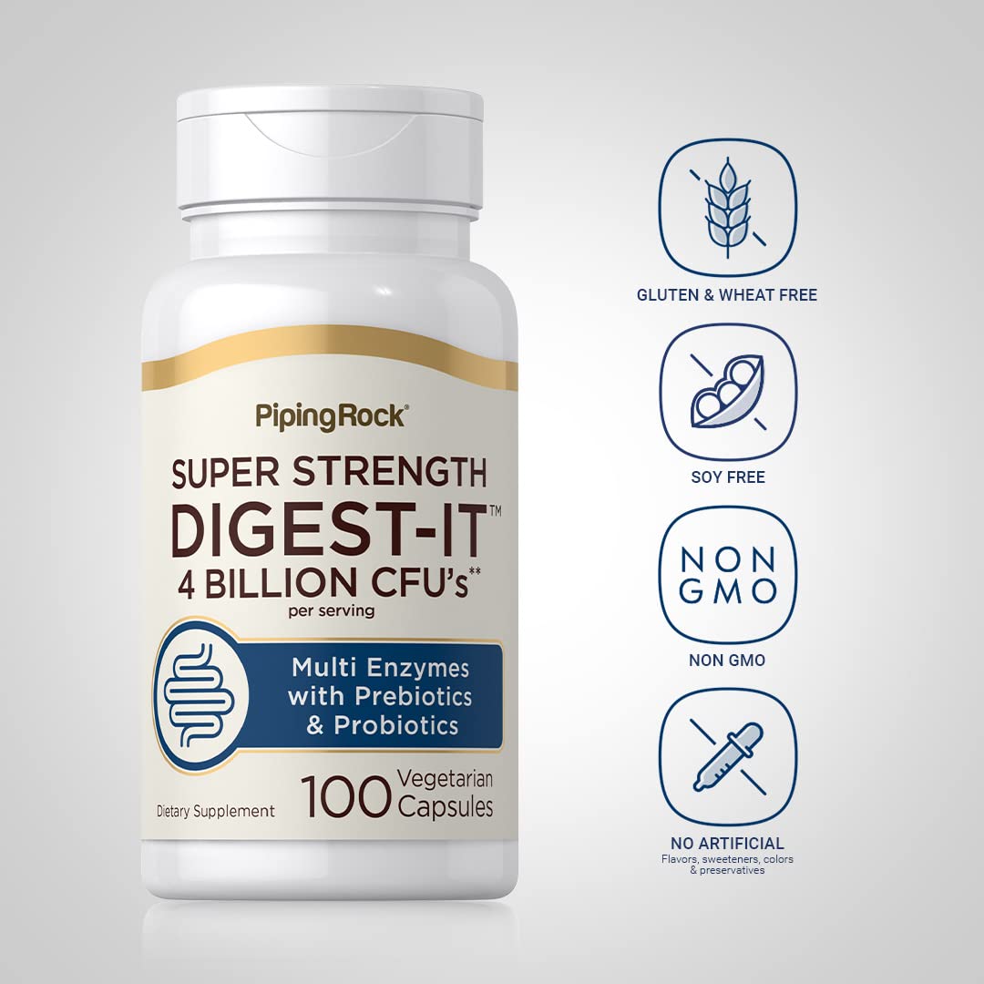 Piping Rock Digestive Enzymes with Probiotics & Prebiotics - 100 Capsules
