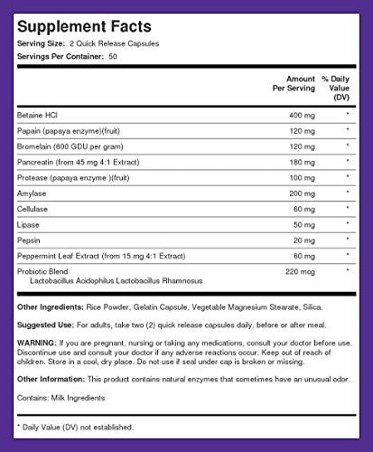 Piping Rock Digestive Enzymes with Probiotics & Prebiotics - 100 Capsules