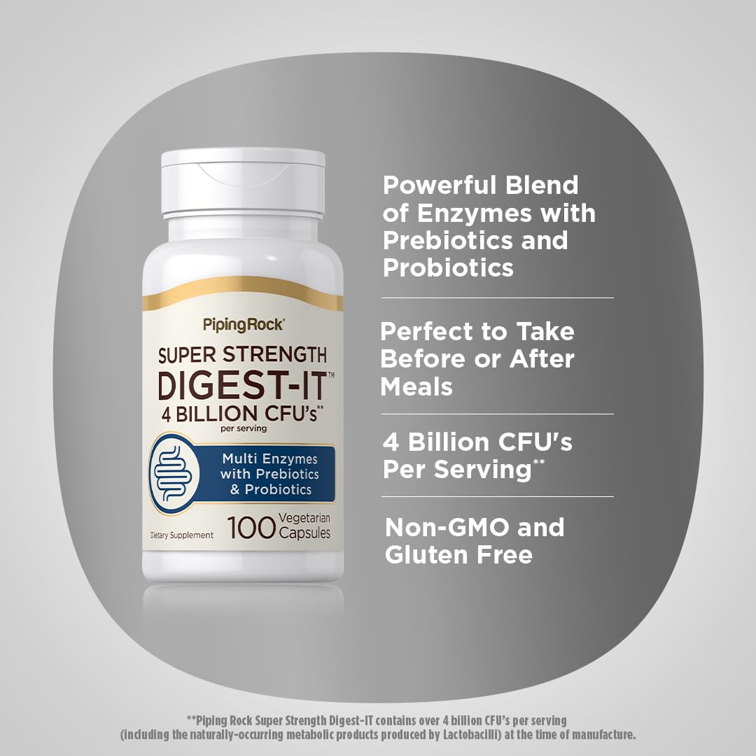Piping Rock Digestive Enzymes with Probiotics & Prebiotics - 100 Capsules
