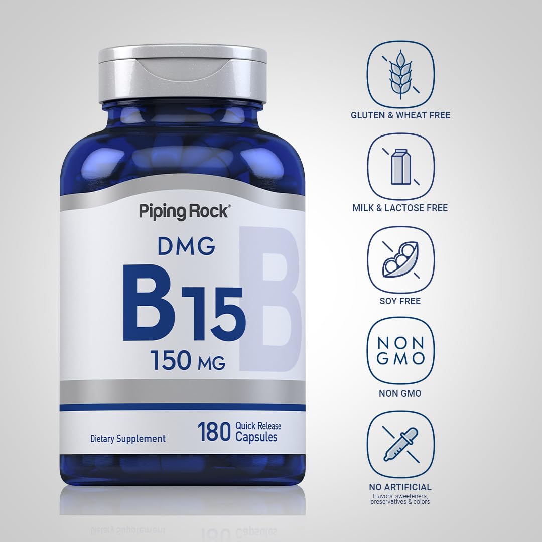 Piping Rock DMG Supplement - B15 150 mg | 180 Capsules | Non-GMO, Gluten Free (Pack of 2)