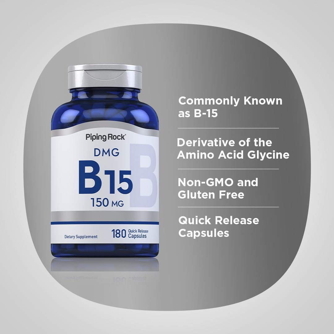 Piping Rock DMG Supplement - B15 150 mg | 180 Capsules | Non-GMO, Gluten Free (Pack of 2)