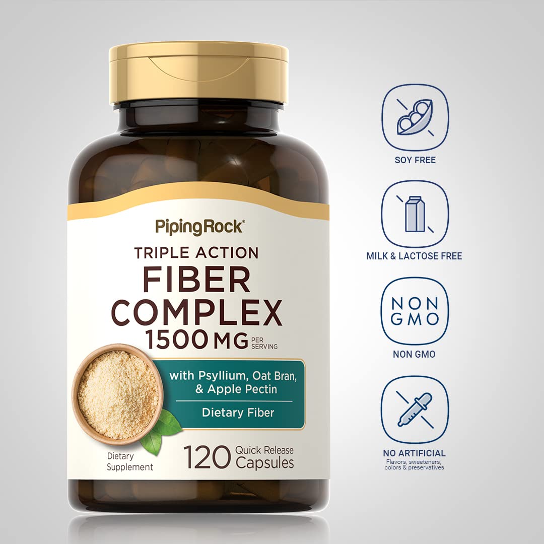 Piping Rock Fiber Complex Supplement | 1500mg, 120 Capsules | Pack of 2 | Non-GMO, Gluten Free
