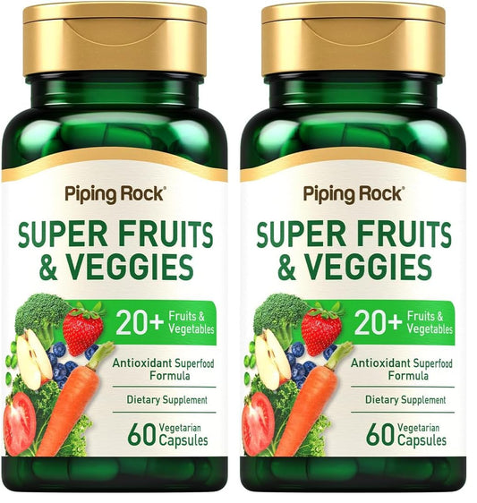 Piping Rock Fruits & Veggies – 60 Capsules | Pack of 2 | Non-GMO, Gluten Free BritishVita | Premium UK Vitamins & Wellness Supplements