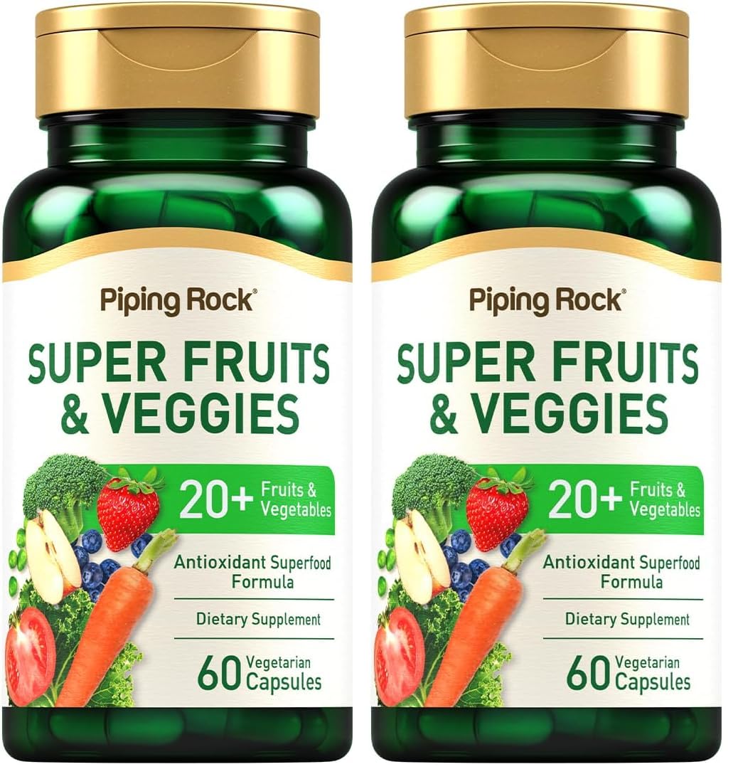 Piping Rock Fruits & Veggies – 60 Capsules | Pack of 2 | Non-GMO, Gluten Free