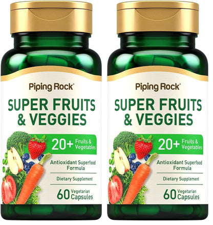 Piping Rock Fruits & Veggies – 60 Capsules | Pack of 2 | Non-GMO, Gluten Free