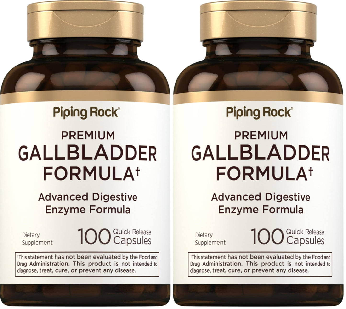 Piping Rock Gallbladder Supplement – 100 Capsules | Digestive Enzyme Formula (Pack of 2) | Non-GMO & Gluten Free
