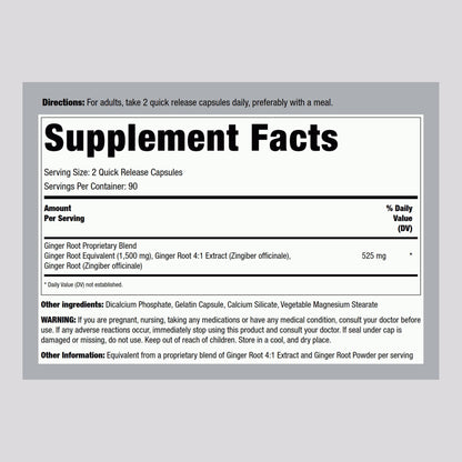 Piping Rock Ginger Root Capsules - 1500 mg, 180 Count | Non-GMO, Gluten Free