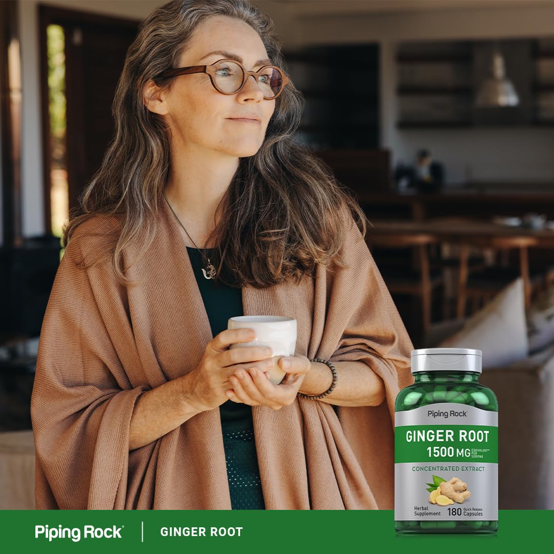 Piping Rock Ginger Root Capsules - 1500 mg, 180 Count | Non-GMO, Gluten Free