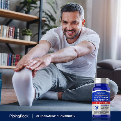 Piping Rock Glucosamine Chondroitin MSM 300 Tablets + Turmeric | Non-GMO