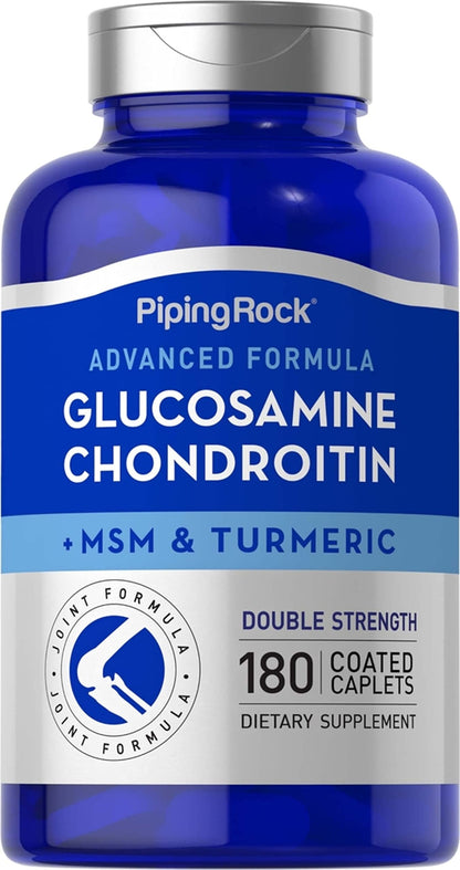 Piping Rock Glucosamine Chondroitin MSM Plus Turmeric – 180 Caplets | Double Strength