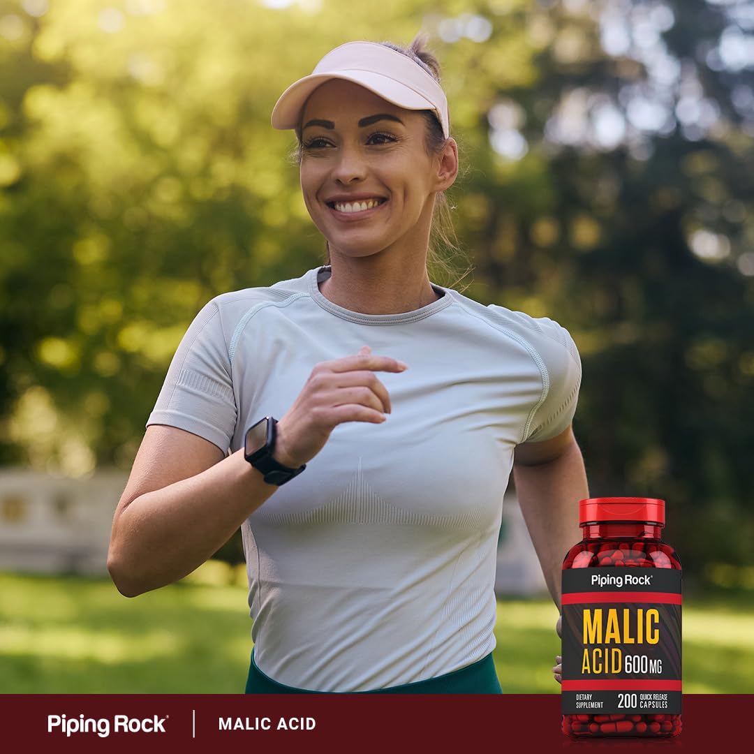 Piping Rock Malic Acid Capsules 600mg - 200 Caps (Pack of 2) | Gluten Free & Non-GMO