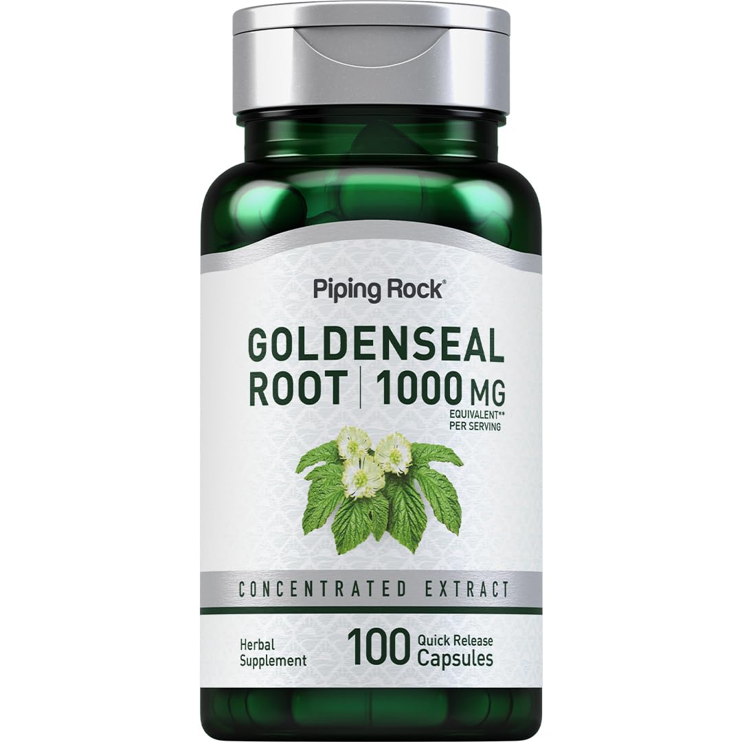 Piping Rock Goldenseal Root Capsules – 1000mg, 100 Pills | Herbal Supplement