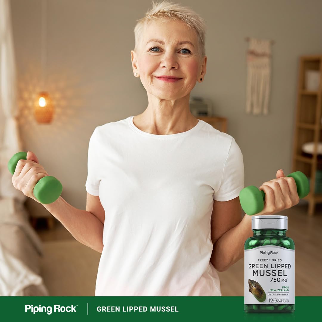 Piping Rock Green Lipped Mussel 750mg – 120 Capsules | NZ Freeze-Dried, Non-GMO, Gluten Free