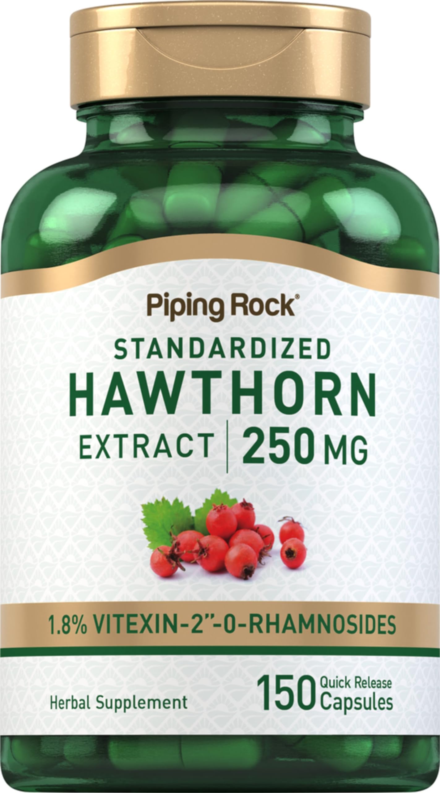Piping Rock Hawthorn Berry Capsules – 250mg, 150 Pills | Non-GMO, Gluten Free | Herb Extract