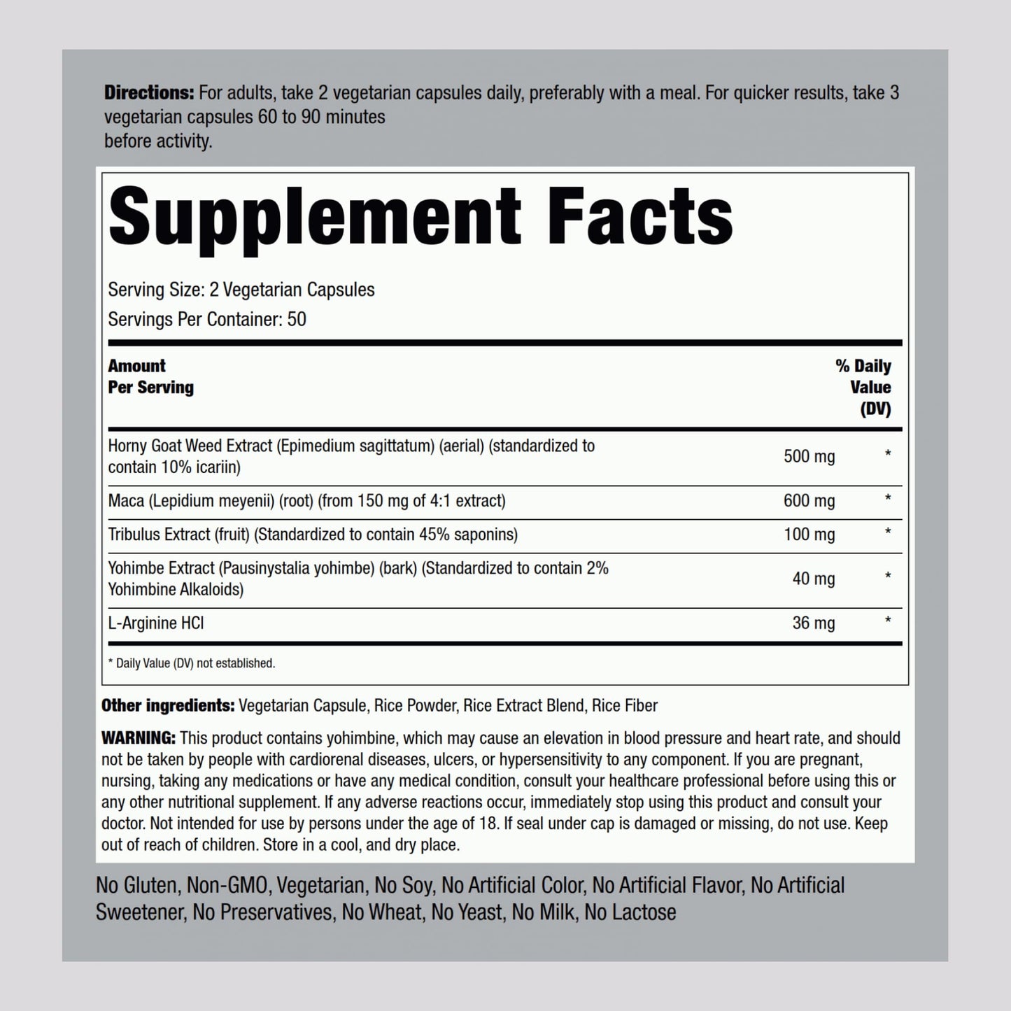 Piping Rock Horny Goat Weed for Men – 100 Capsules | Ultimate Complex