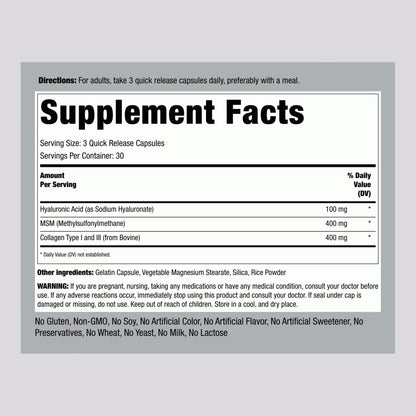 Piping Rock Hyaluronic Acid 900mg – 90 Capsules | Pack of 2 | Non-GMO, Gluten Free