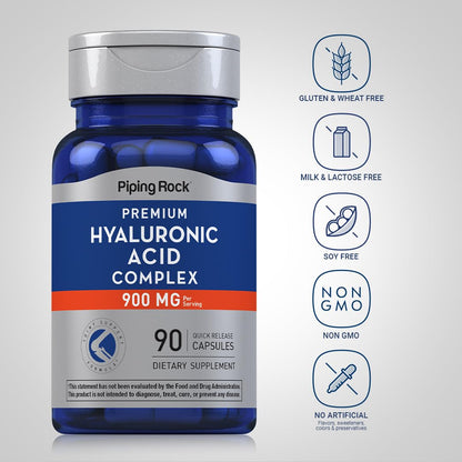 Piping Rock Hyaluronic Acid 900mg – 90 Capsules | Pack of 2 | Non-GMO, Gluten Free