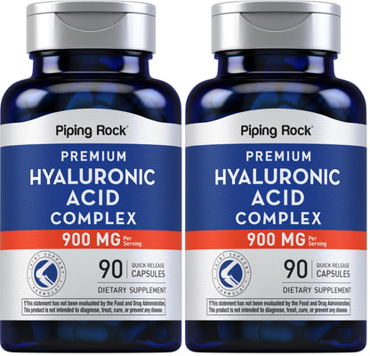 Piping Rock Hyaluronic Acid 900mg – 90 Capsules | Pack of 2 | Non-GMO, Gluten Free