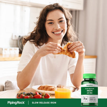 Piping Rock Iron Supplement 45 mg – 200 Tablets – Slow Release Ferrous Sulfate – Vegetarian, Non-GMO & Gluten Free (Pack of 2) | For Women & Men