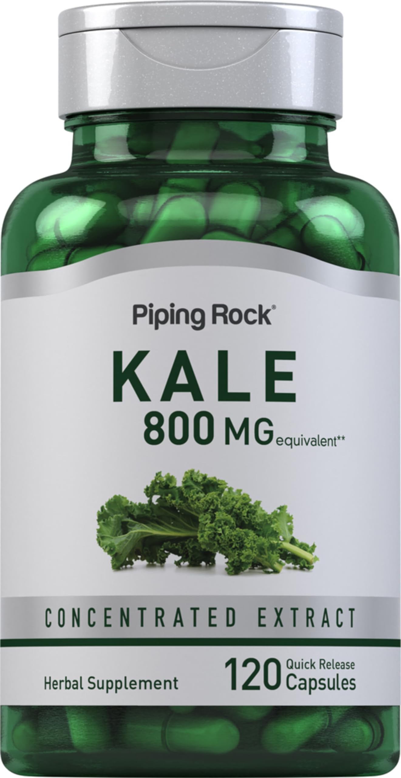 Piping Rock Kale Extract Capsules 800mg – 120 Count, Gluten Free & Non-GMO