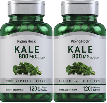 Piping Rock Kale Extract Capsules 800mg – 120 Count (Pack of 2) | Gluten Free & Non-GMO