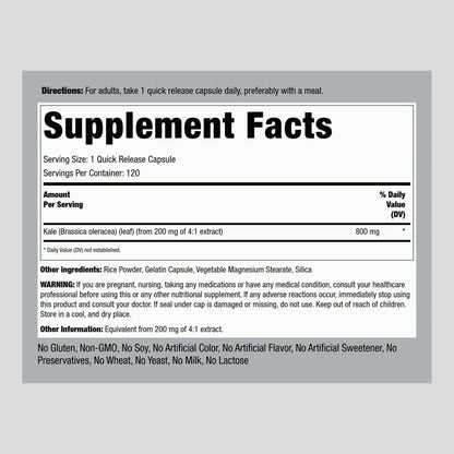 Piping Rock Kale Extract Capsules 800mg – 120 Count (Pack of 2) | Gluten Free & Non-GMO