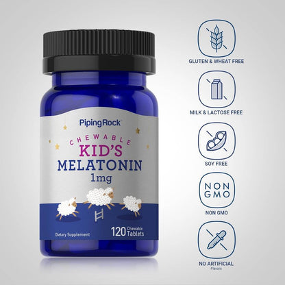 Piping Rock Kids Melatonin 1mg | 120 Chewables | Pack of 2