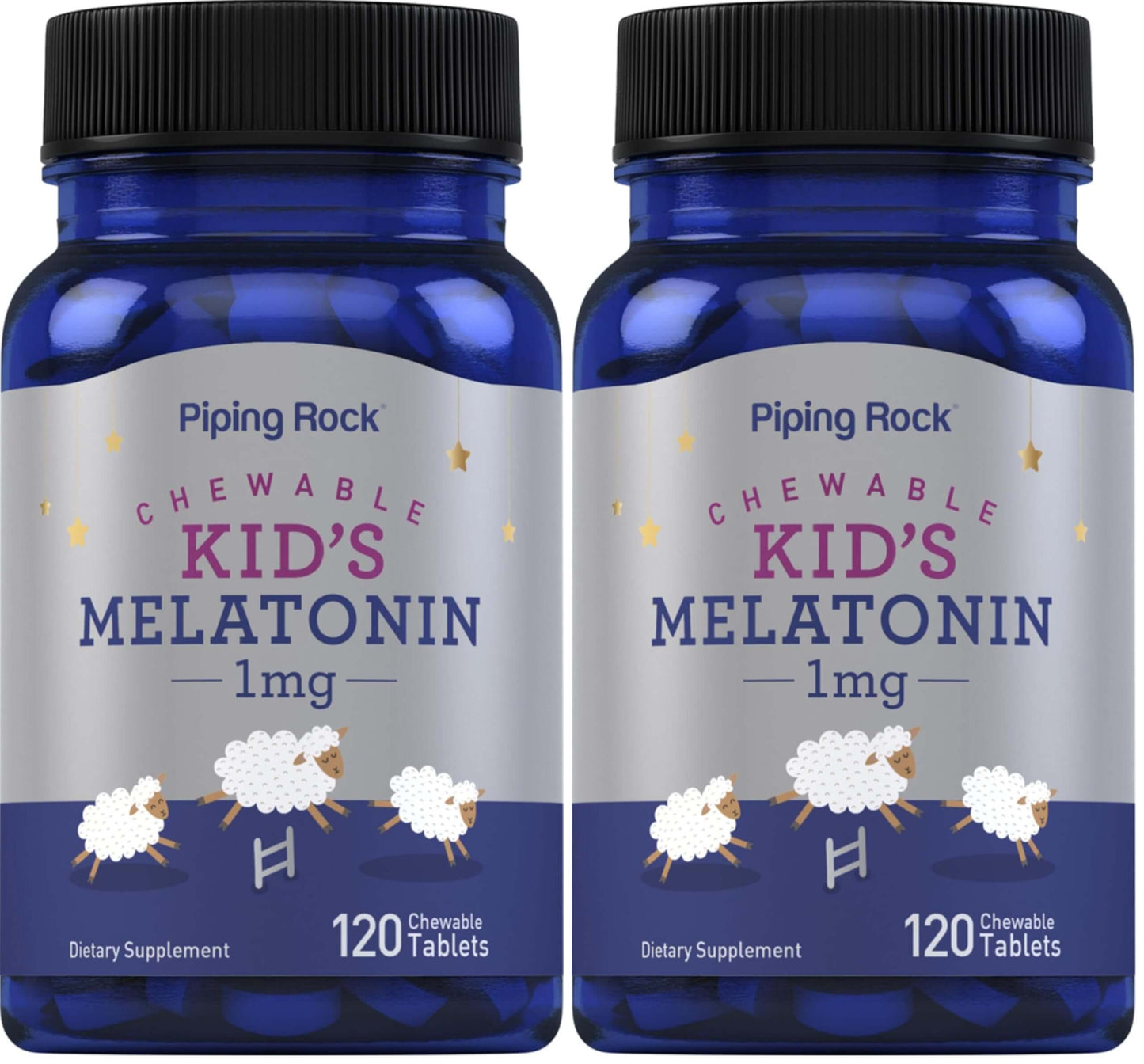 Piping Rock Kids Melatonin 1mg | 120 Chewables | Pack of 2